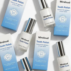 Miraloud Teeth Paint on teeth showing instant polish and subtle whitening.