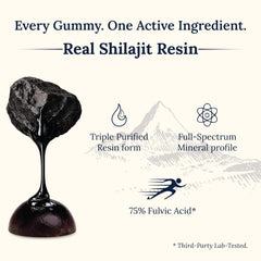 Closeup of Miresi Shilajit Gummies Blueberry showing texture and form.