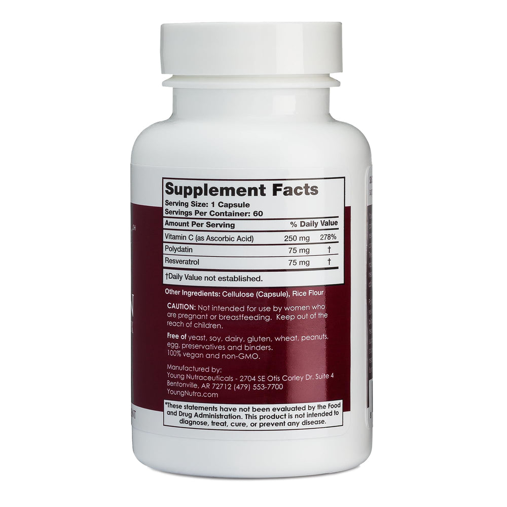 Mirica YoungNutra bottle side panel with usage guidance
