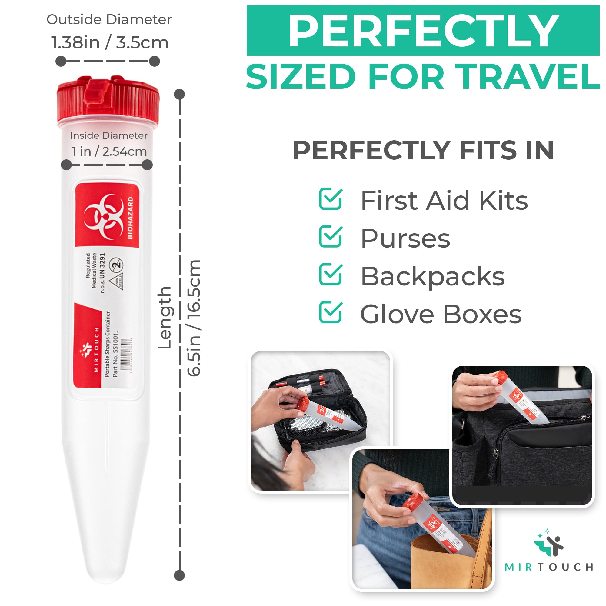 MirTouch Sharps Shuttle locking lid enables one-handed disposal in tight spaces