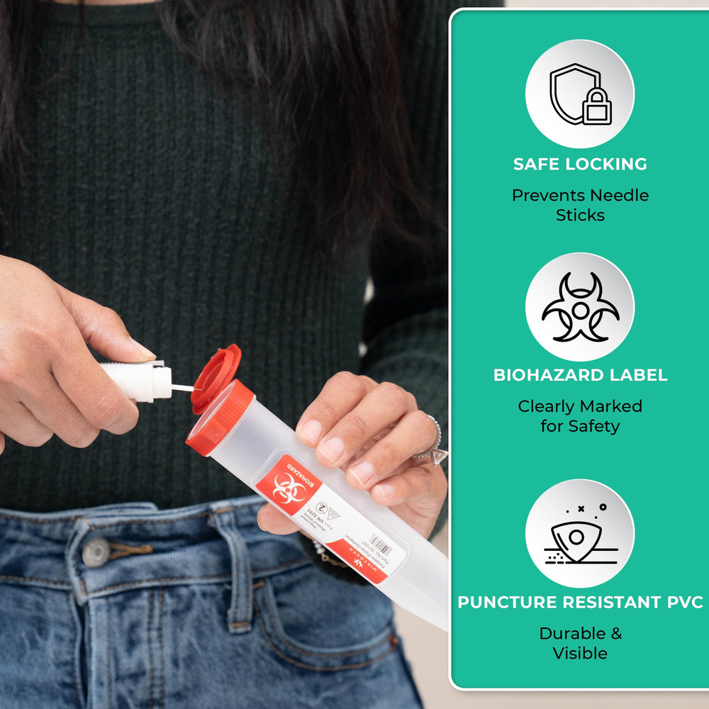 MirTouch Sharps Shuttle one-handed operation for quick disposal anywhere
