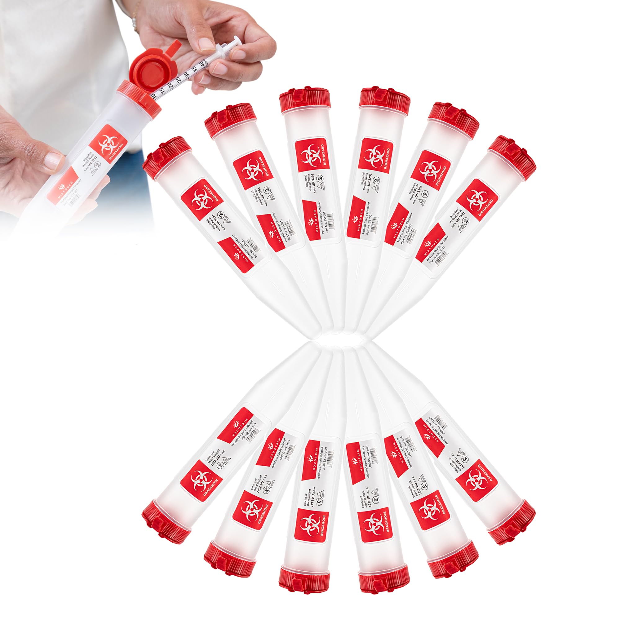 MirTouch Sharps Shuttle portable travel sharps container for on-the-go disposal