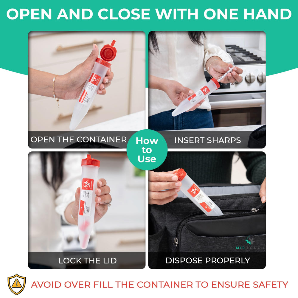 MirTouch Sharps Shuttle translucent body lets you monitor fill level at a glance