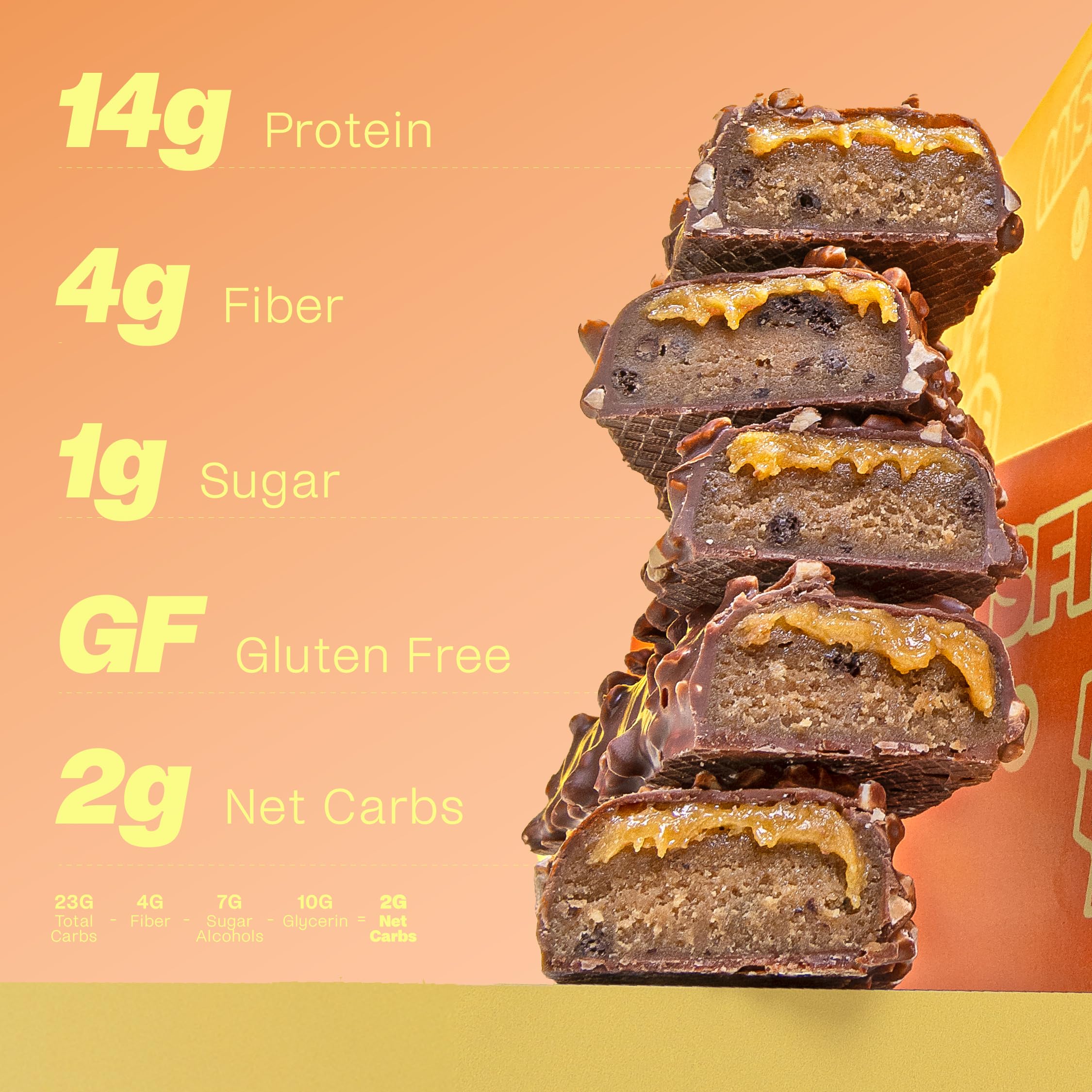 Ingredients view of Misfits Peanut Butter Fudge bar showing plant-based protein blend.
