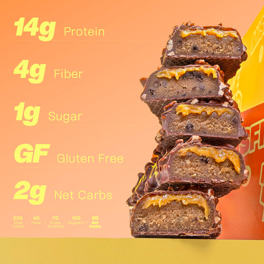 Ingredients view of Misfits Peanut Butter Fudge bar showing plant-based protein blend.