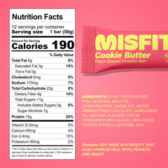 Misfits Speculoos cookie butter bar ingredients highlighted with plant-based protein.