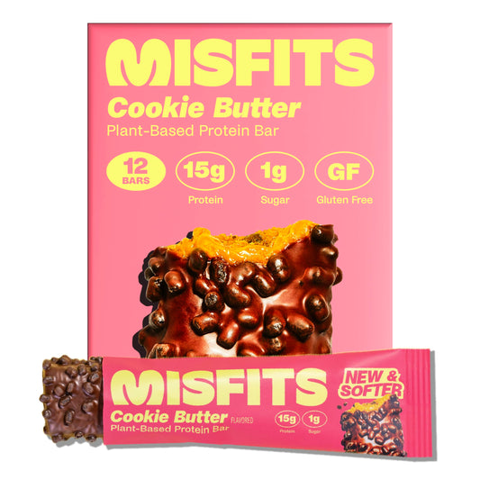 Misfits Speculoos cookie butter bar pack — protein-packed indulgence for on-the-go fueling.