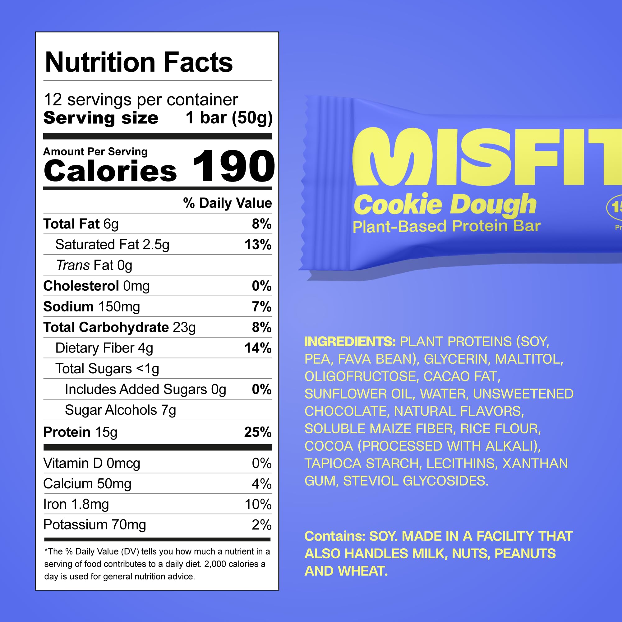 Misfits vegan protein bar vanilla cocoa crispies texture and flavor.