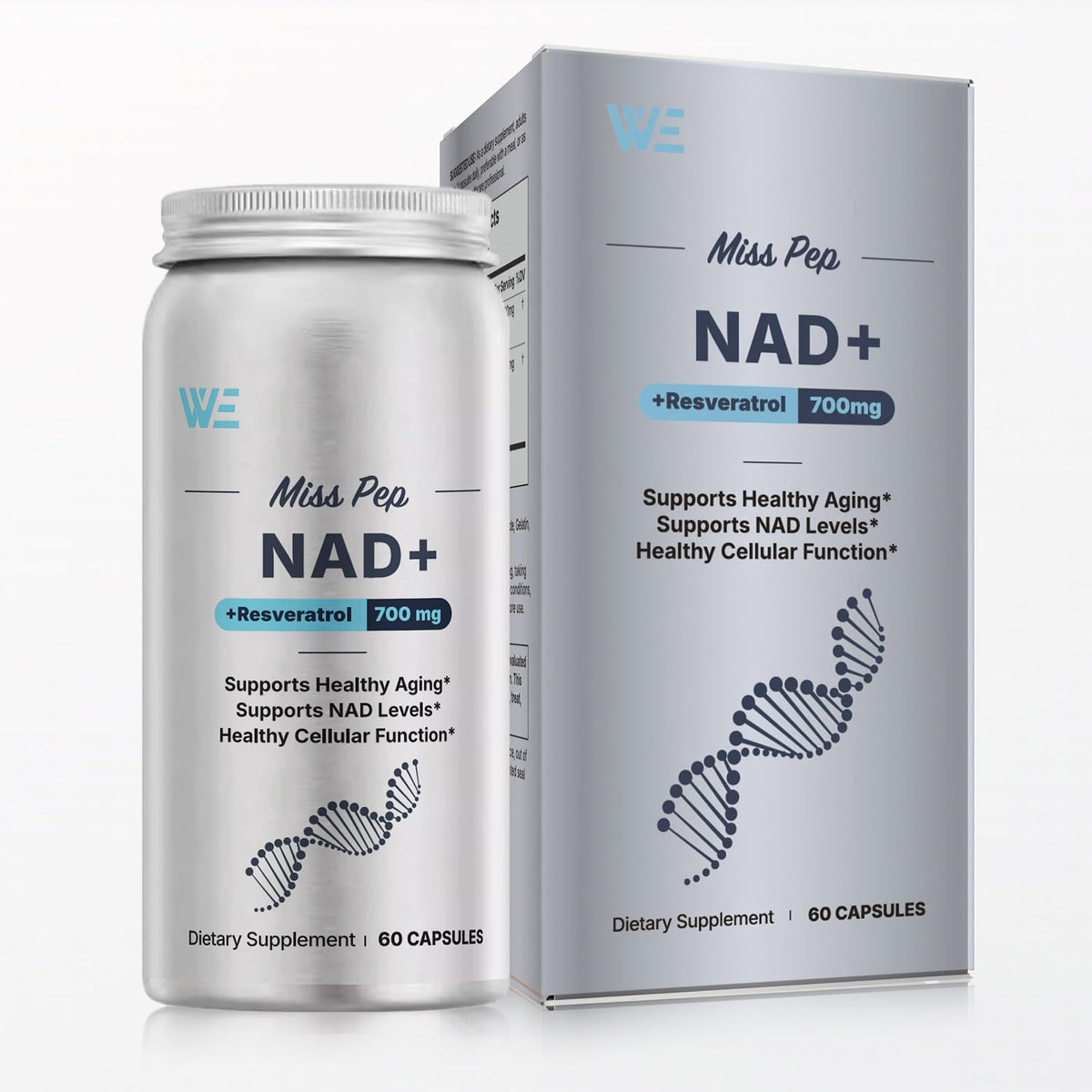 MISS PEP NAD+ Plus bottle with capsules for daily energy.
