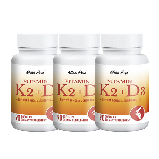 MISS PEP Vitamin D3 K2 bottle front for bone support and everyday wellness.