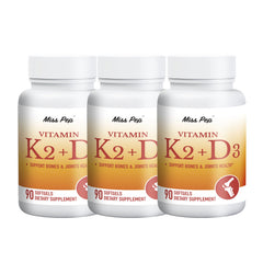 MISS PEP Vitamin D3 K2 bottle front for bone support and everyday wellness.