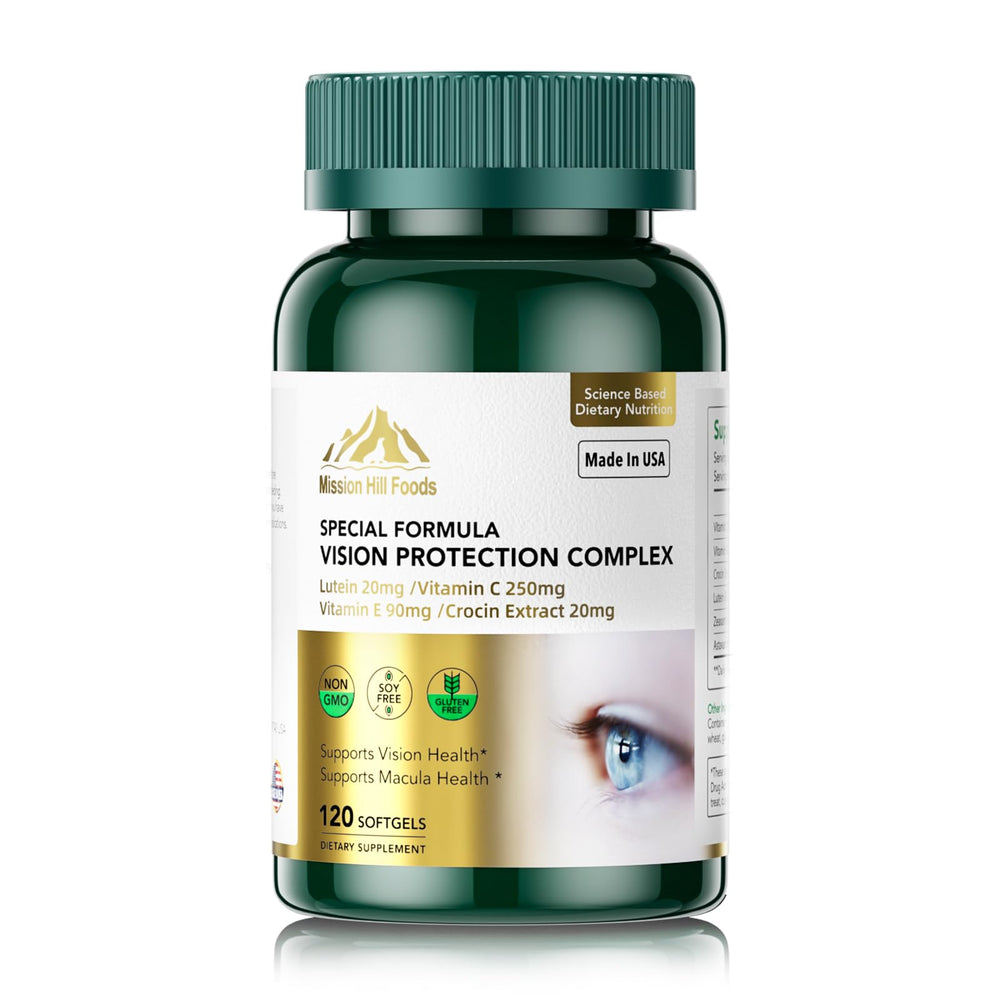 Mission Hill Foods Lutein bottle with softgels for daily eye support