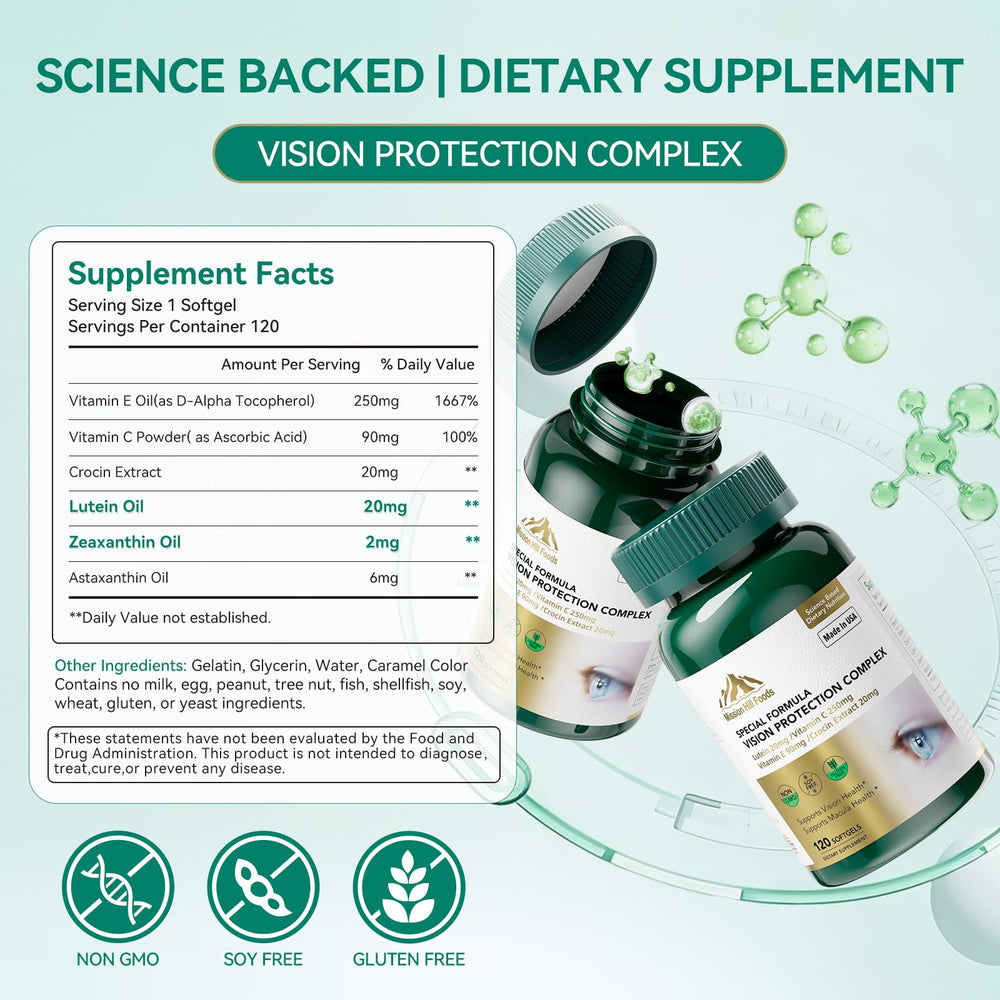 Mission Hill Vision Protection bottle with 240 softgels for daily use.