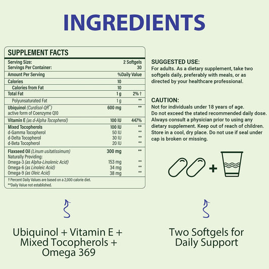 Mistaccy CoQ10 600mg softgels pack showcasing easy daily use