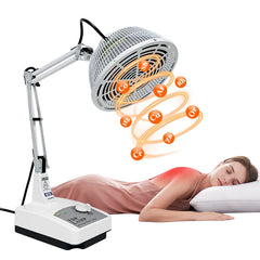 Mistuki infrared heat lamp on a desk, compact and stable for home therapy.