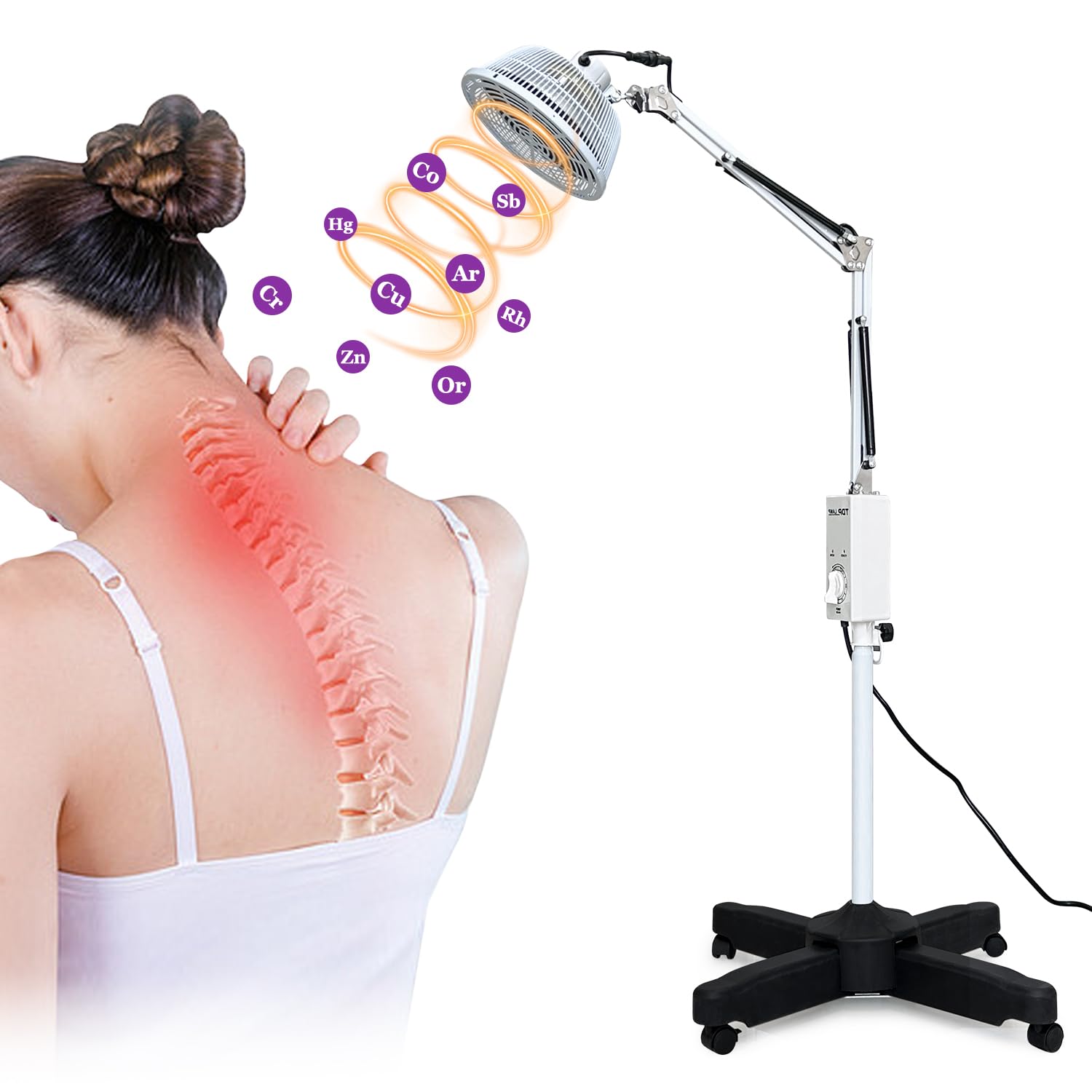 Mistuki infrared lamp base demonstrates stable design for consistent heat therapy sessions.