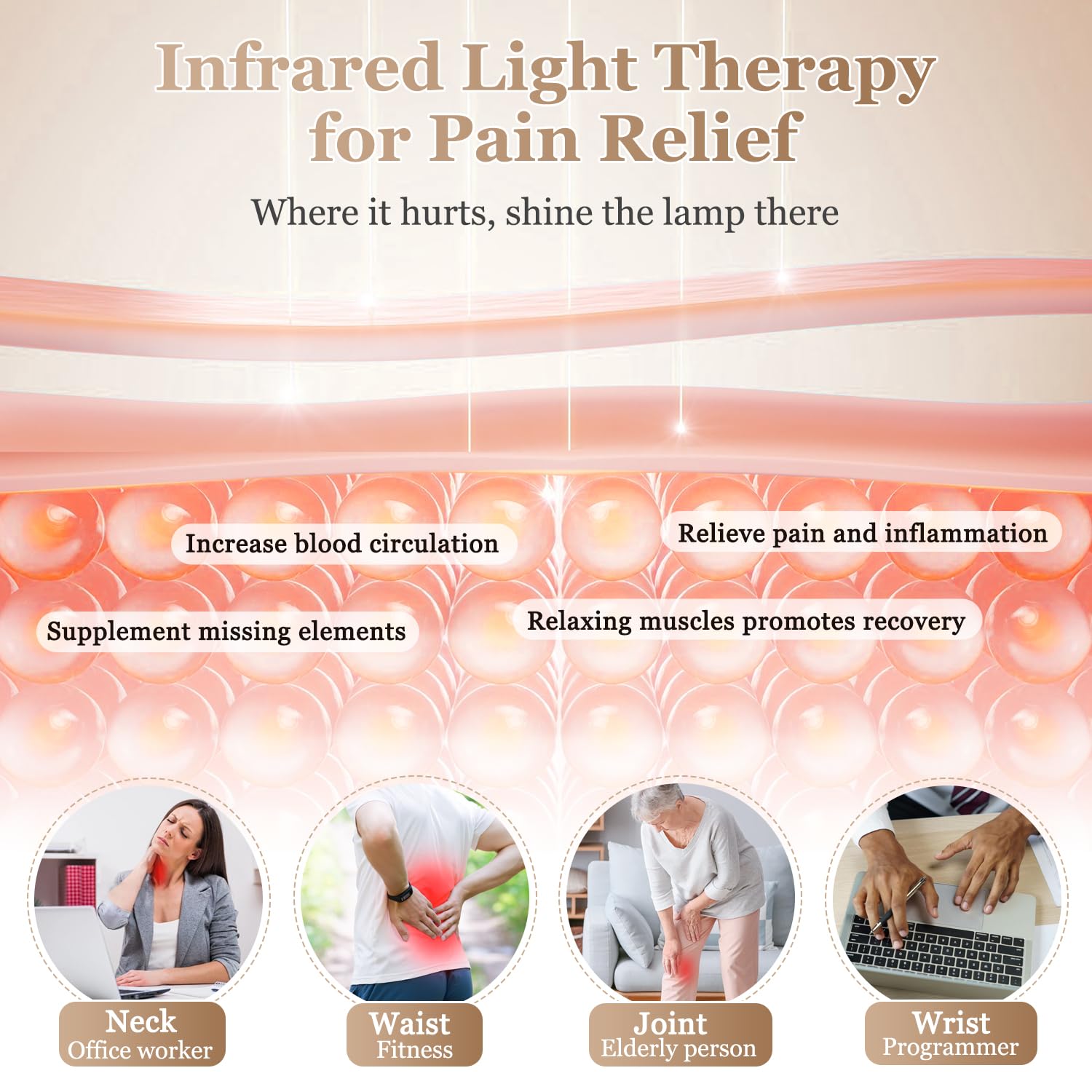 Mistuki lamp head tilts to direct infrared heat from multiple angles.