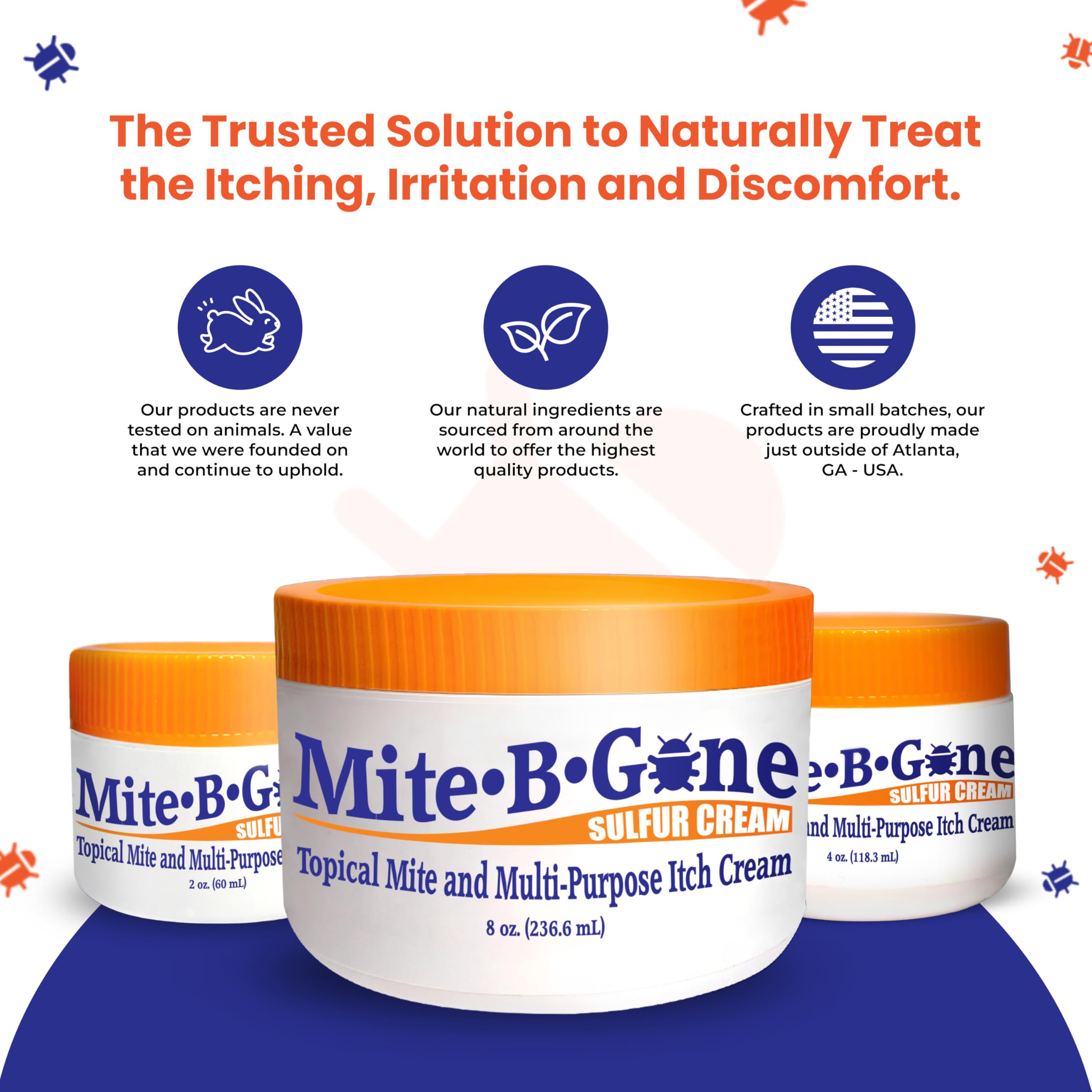 Hands applying Mite-B-Gone cream for convenient relief