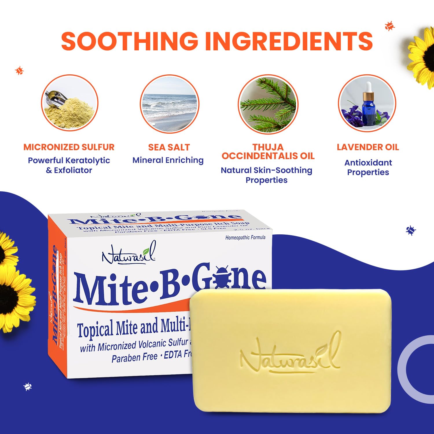 Mite-B-Gone Relief Soap closeup of smooth lather on skin.
