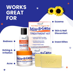 Mite-B-Gone Relief Soap packaging highlights USA-made quality and family-owned brand.