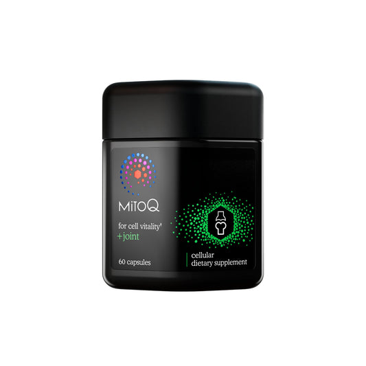 MitoQ +Joint bottle with capsules shown for daily joint support