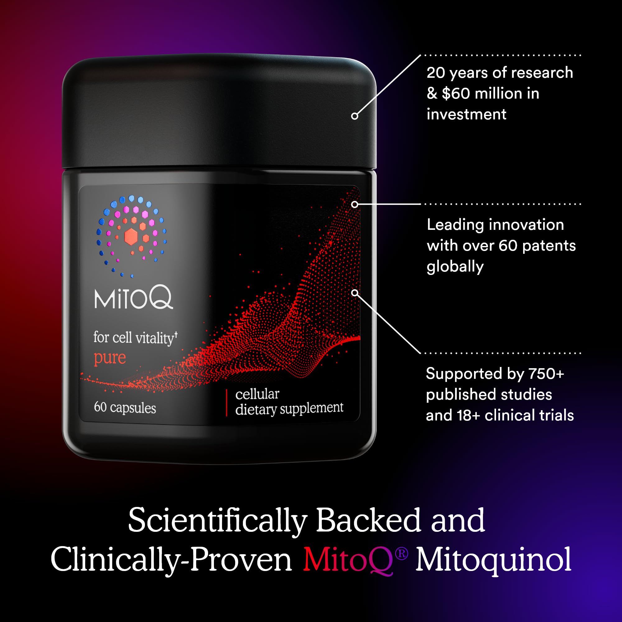 Person holding MitoQ Pure bottle for on-the-go metabolic health support.