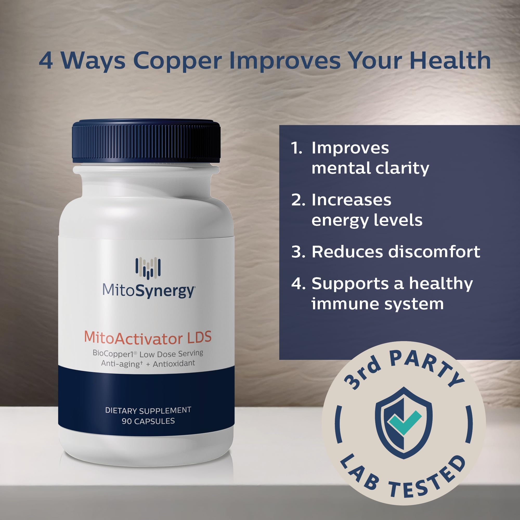 MitoSynergy BioCopper1 capsules ready for daily intake and gentle tolerance.