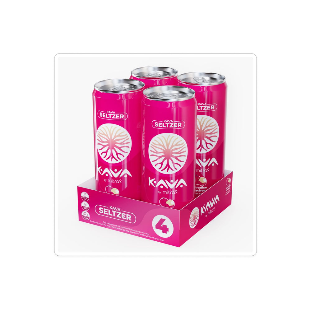 Mitra9 Paradise Lychee Kava Seltzer can pour, refreshing calm