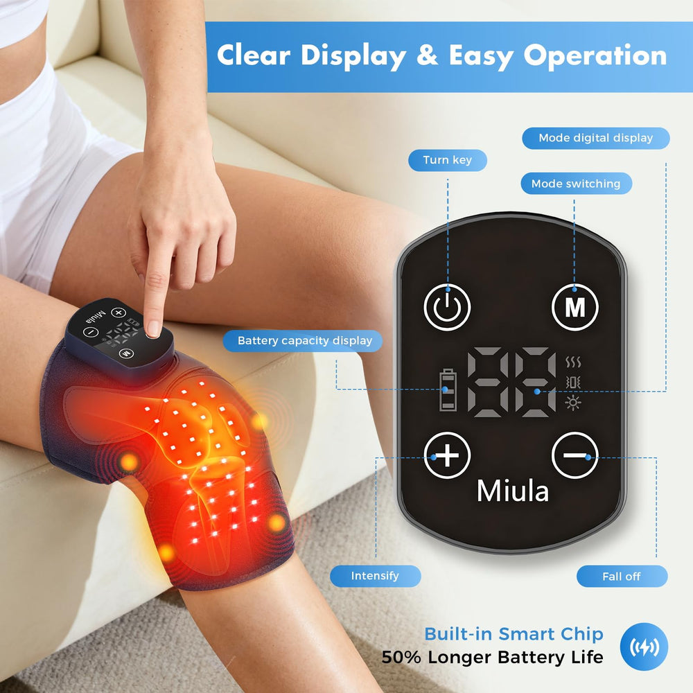 Miula knee brace wireless rechargeable battery compartment for cordless use.