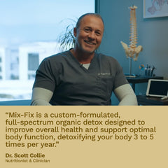 Mix-Fix detox USA-made label emphasizing vegan and gluten-free.