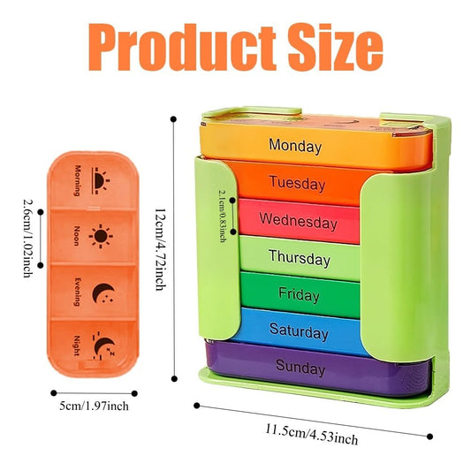 MixPurple 7day organizer lid view highlights quick verification of doses at a glance.