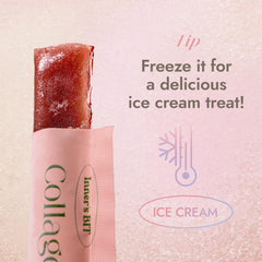 Cube on ice showing plant-based formula for skin support