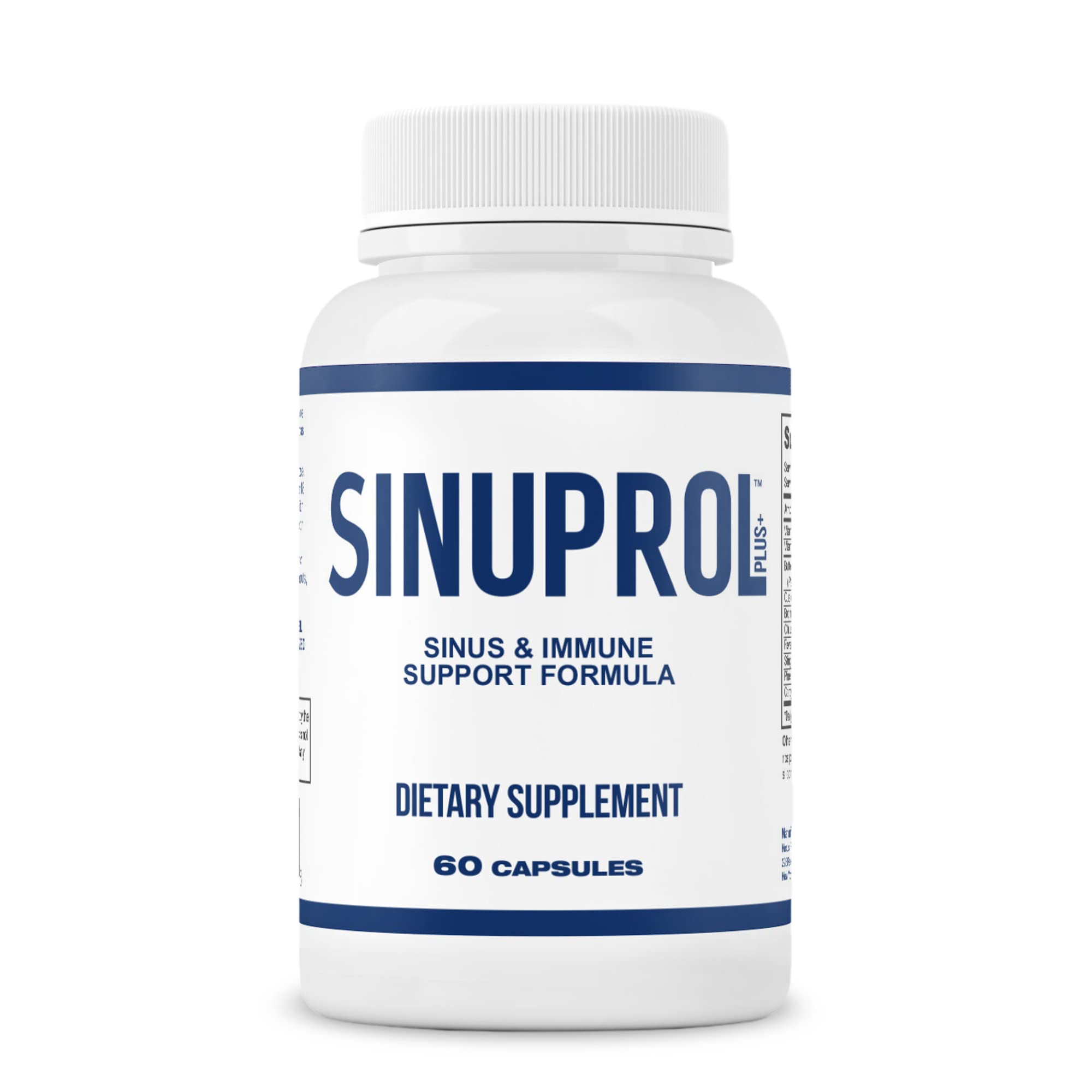 Mizzle SinuProl bottle on table suggesting daily non-drowsy sinus support.