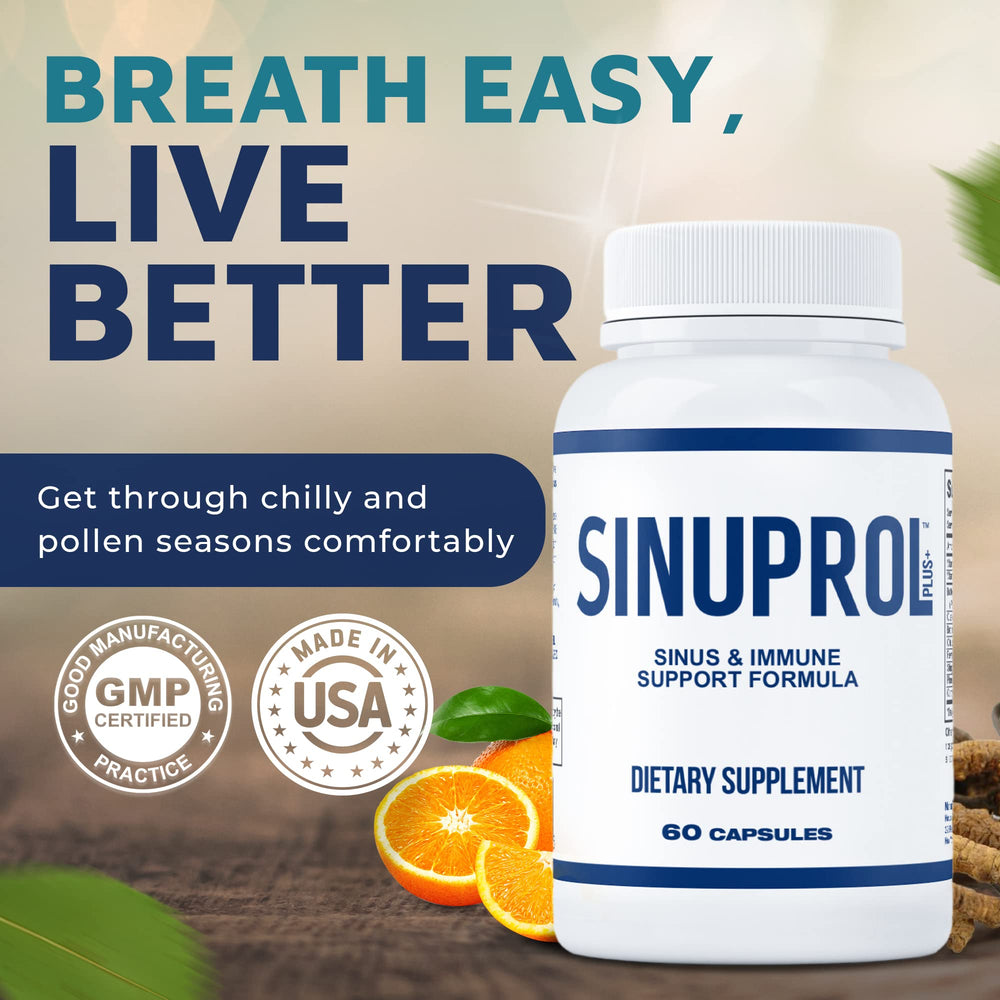 Close-up of Mizzle SinuProl capsules for easy daily dosing.