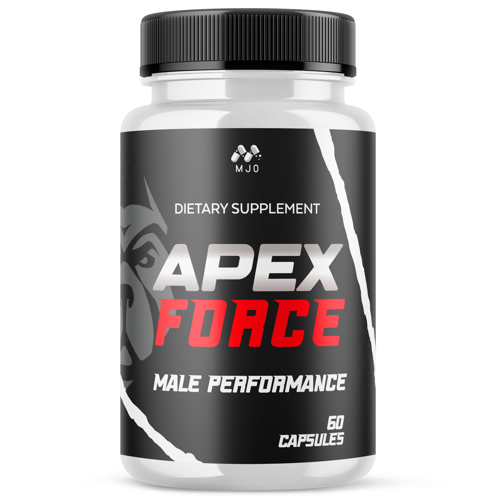 MJO Apex Force capsules bottle front for daily wellness support.