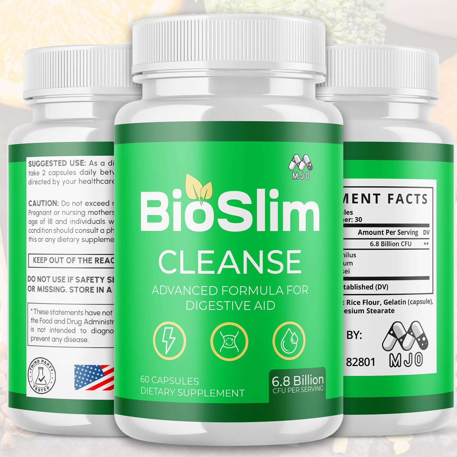 MJO Bioslim Cleanse cap close-up showing secure daily use.