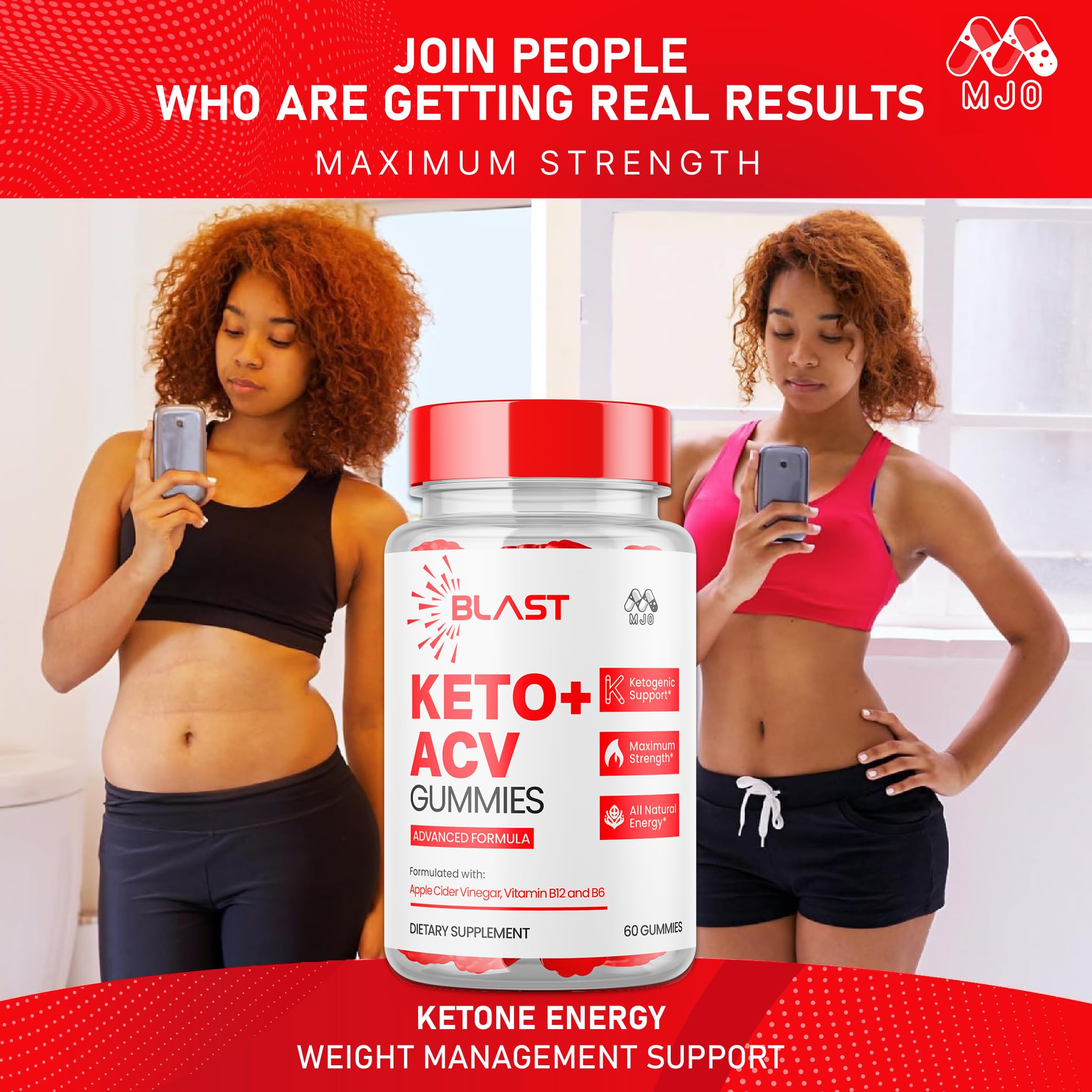Two-pack display of MJO Blast Keto ACV Gummies.