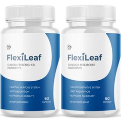 MJO Flexileaf capsules bottle front showcases all natural ingredients for daily wellness.