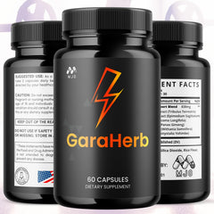 MJO GaraHerb capsules 3-pack packaging emphasizes convenient monthly supply for consistent routines.