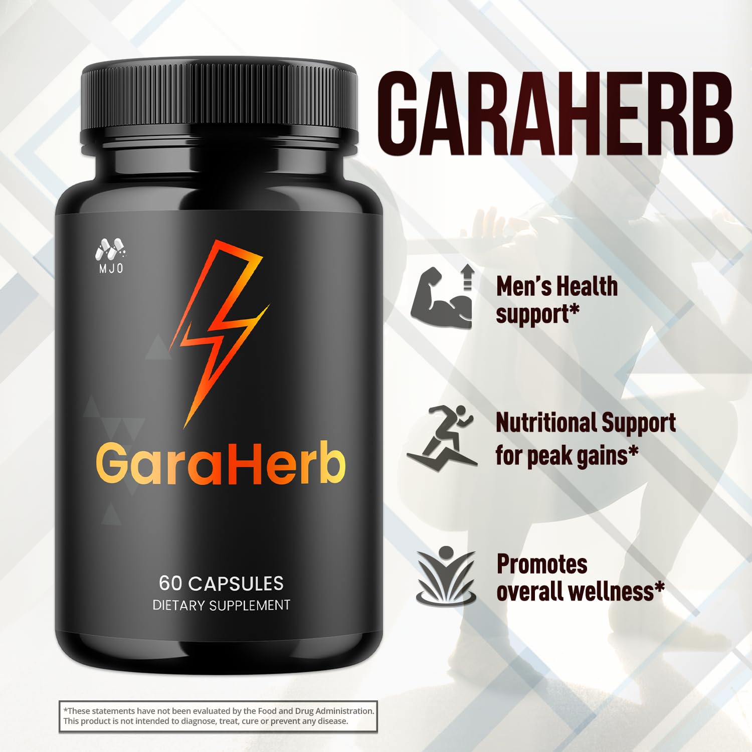 MJO GaraHerb label front communicates trusted formula for general wellness.