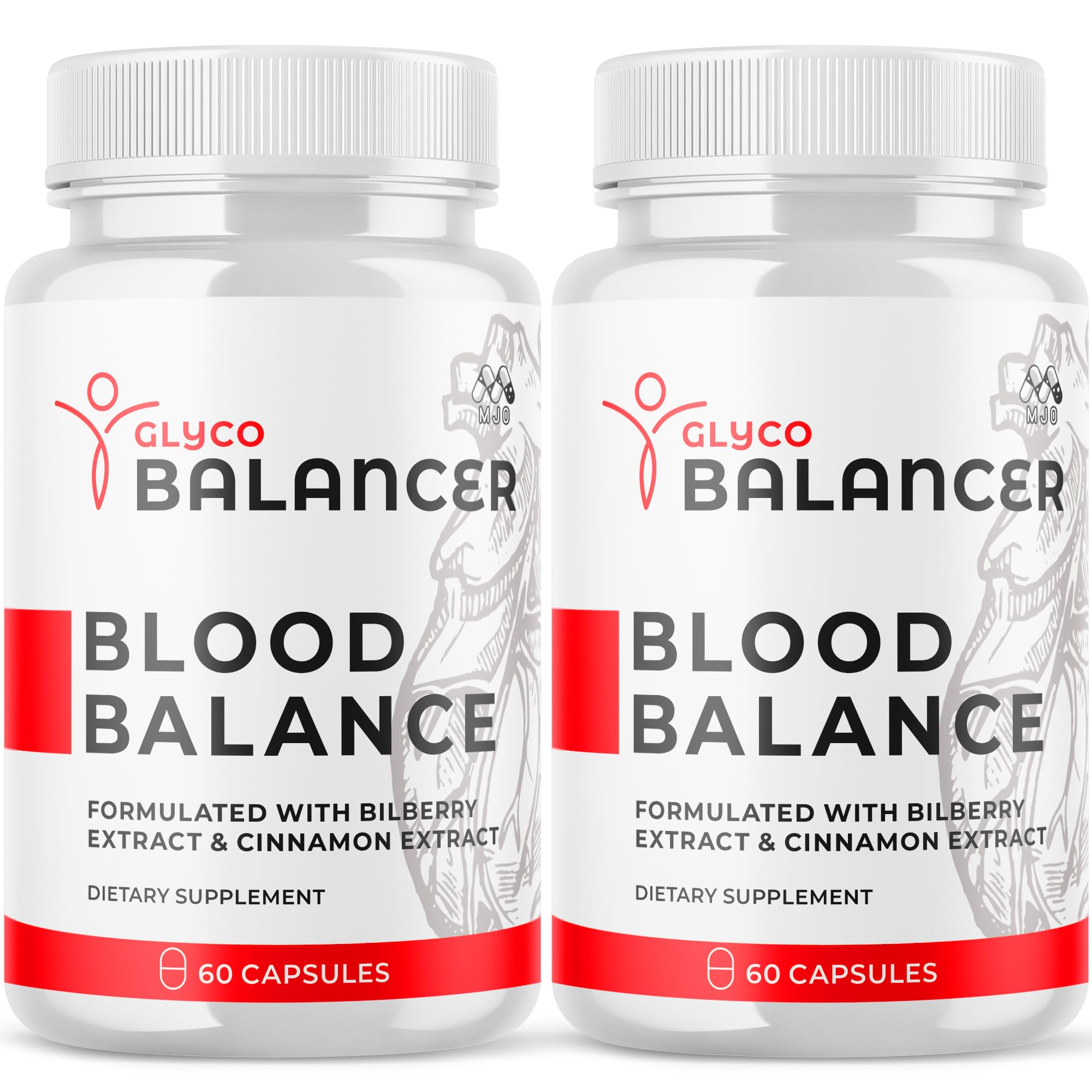 MJO Glyco Balancer bottle front, premium wellness support for daily use.