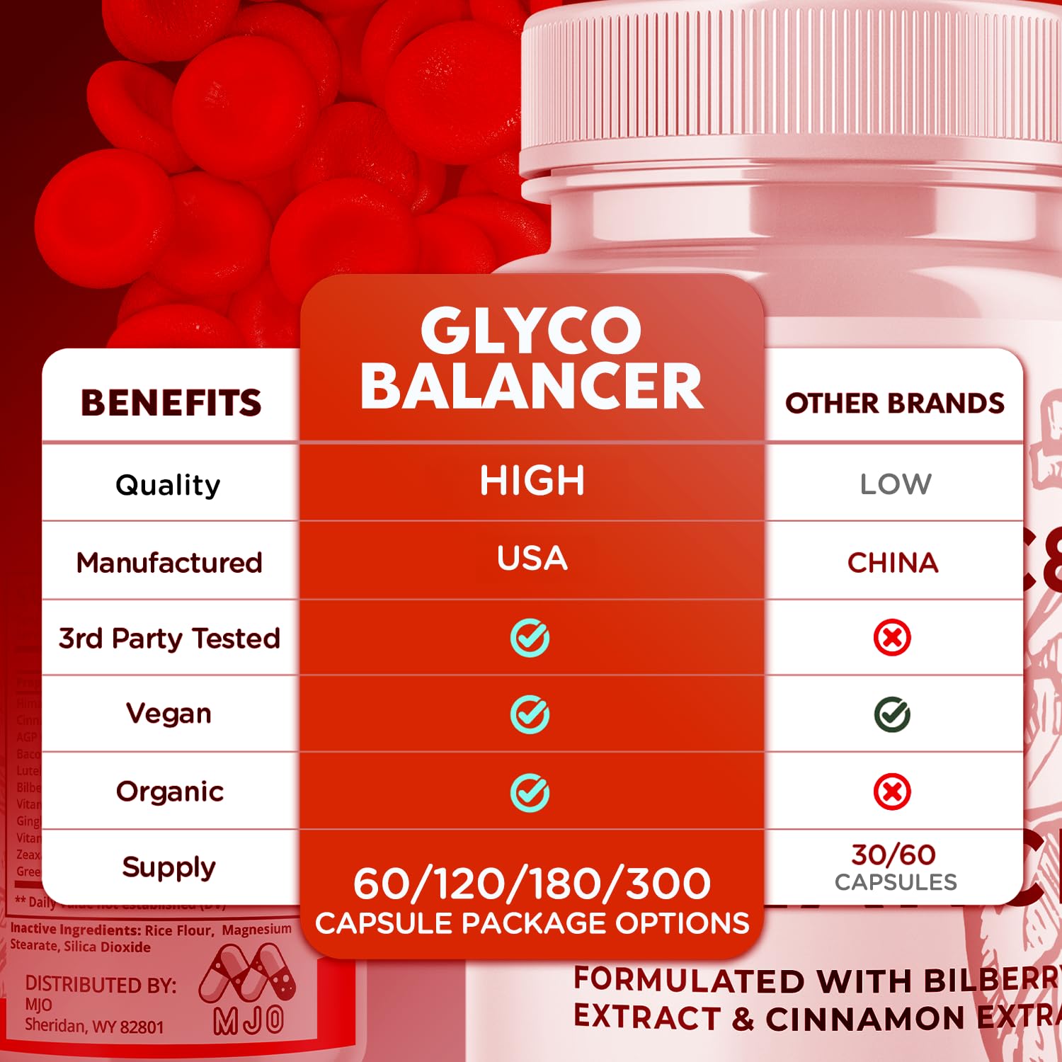 MJO Glyco Balancer label view, all-natural formula details for informed choice.