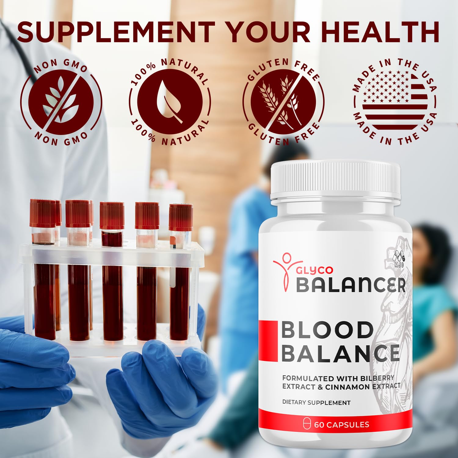 MJO Glyco Balancer supplement facts view, key ingredients highlighted.