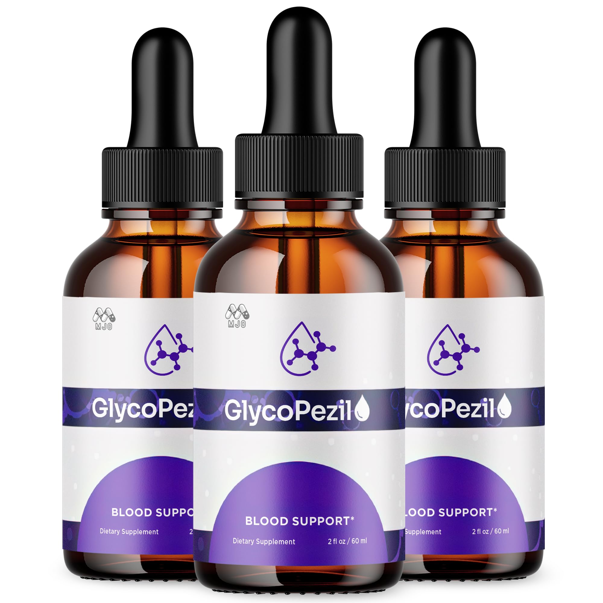 MJO Glycopezil Drops bottle highlighting natural ingredients for daily wellness