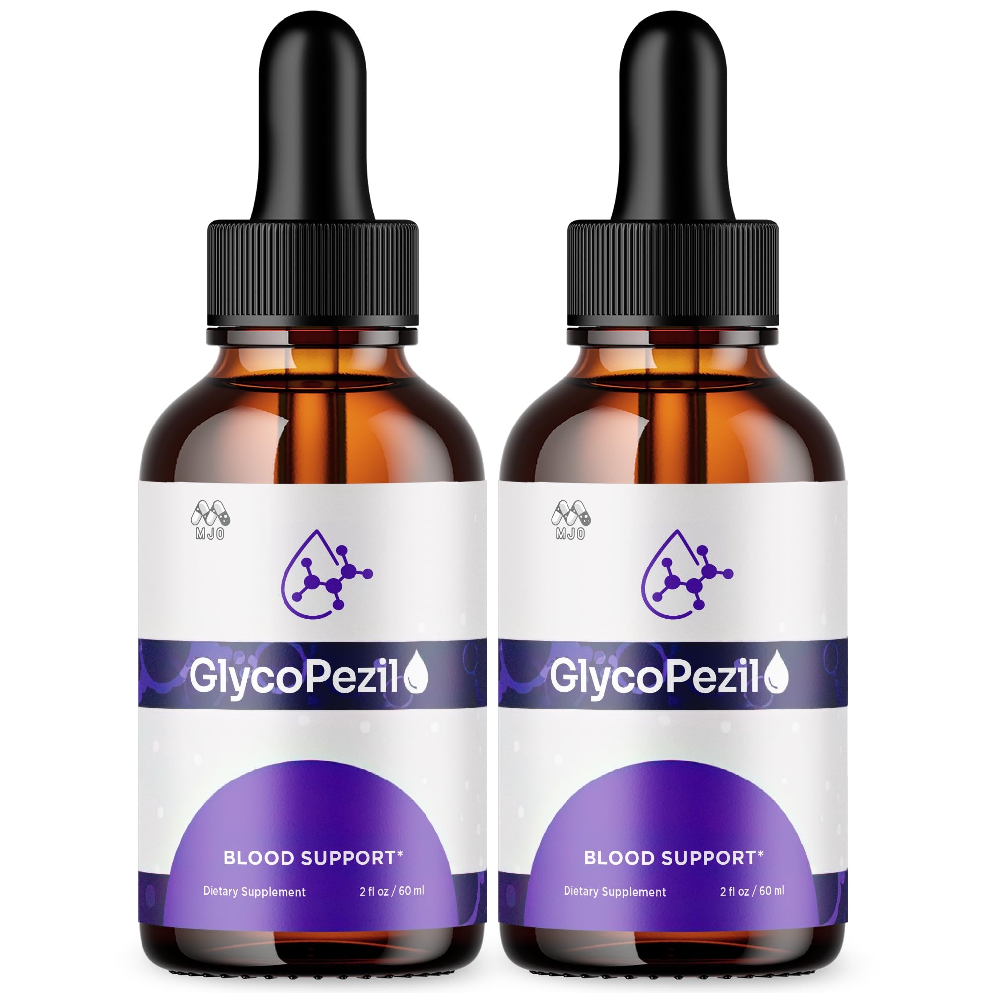MJO Glycopezil Drops front bottle with branding for natural wellness