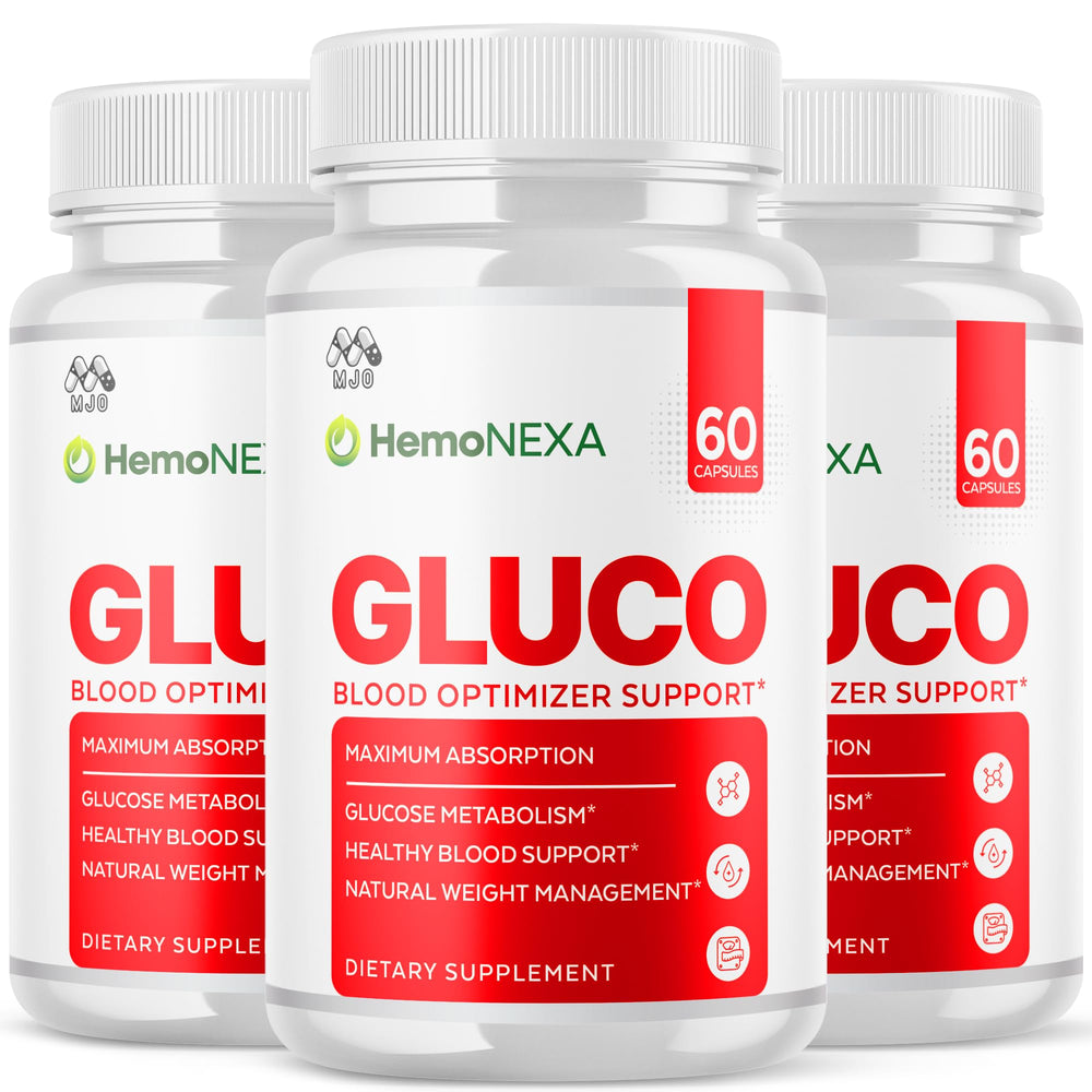 MJO HemoNexa capsules in a 3-pack bottle front for everyday blood health support.