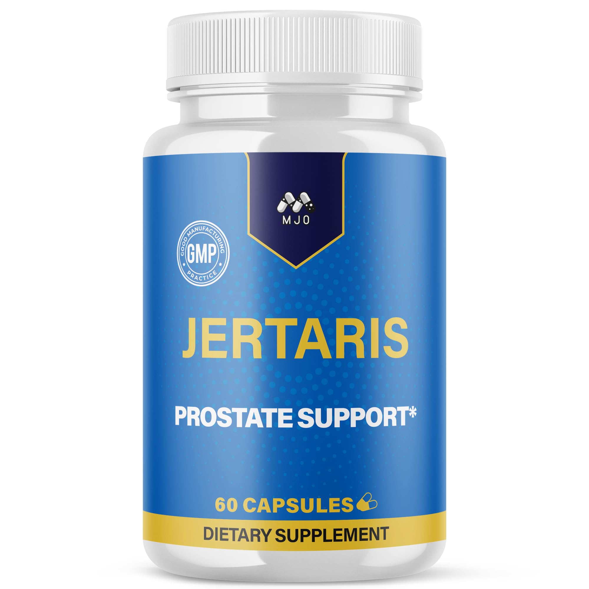 MJO Jertaris bottle front shows a premium natural supplement for an active lifestyle.