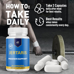 MJO Jertaris bottle with glass suggests easy hydration-friendly health routine.