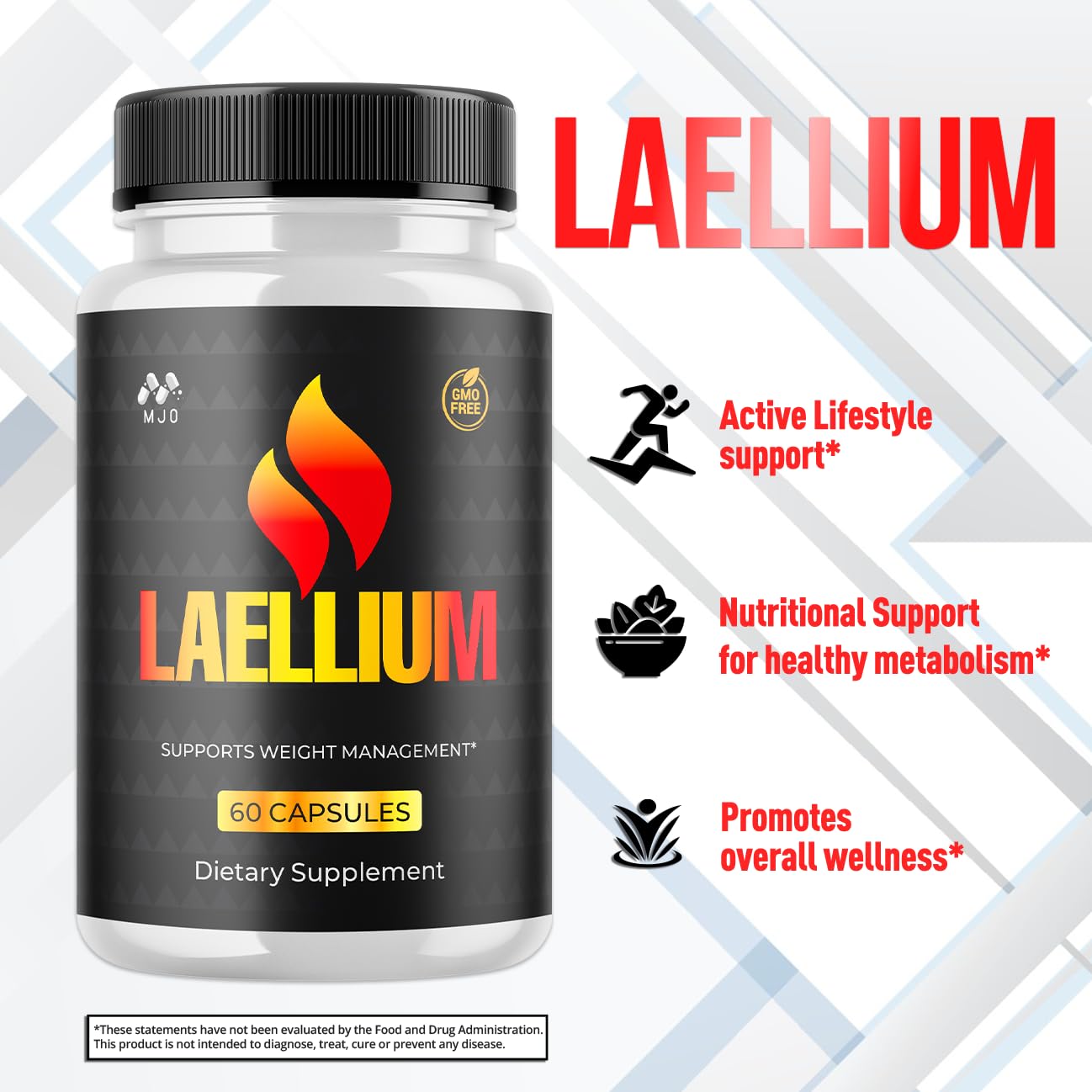 Laellium Pills 30-serving label indicating monthly supply