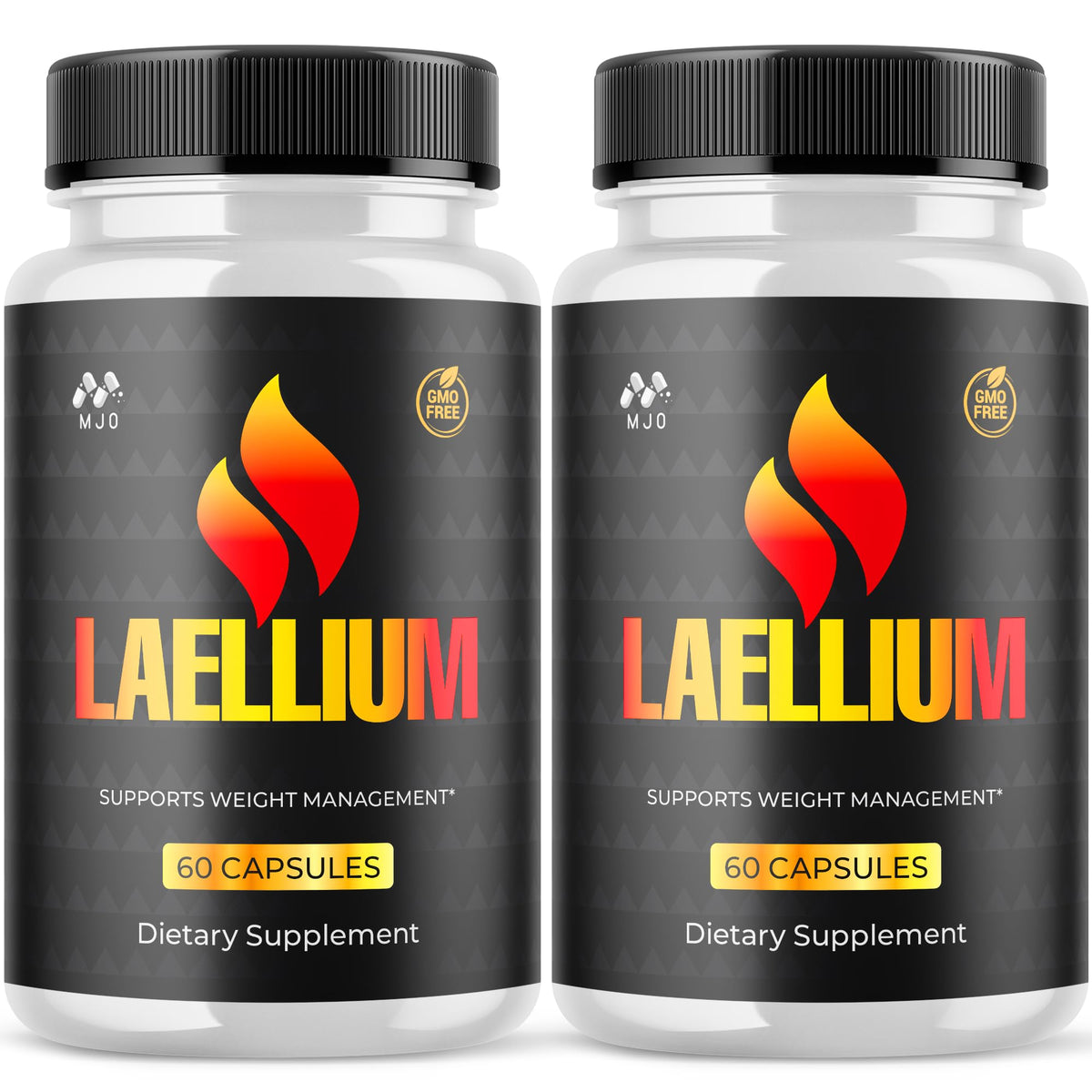 MJO Laellium pills bottle front showing branding and natural formula for daily energy support